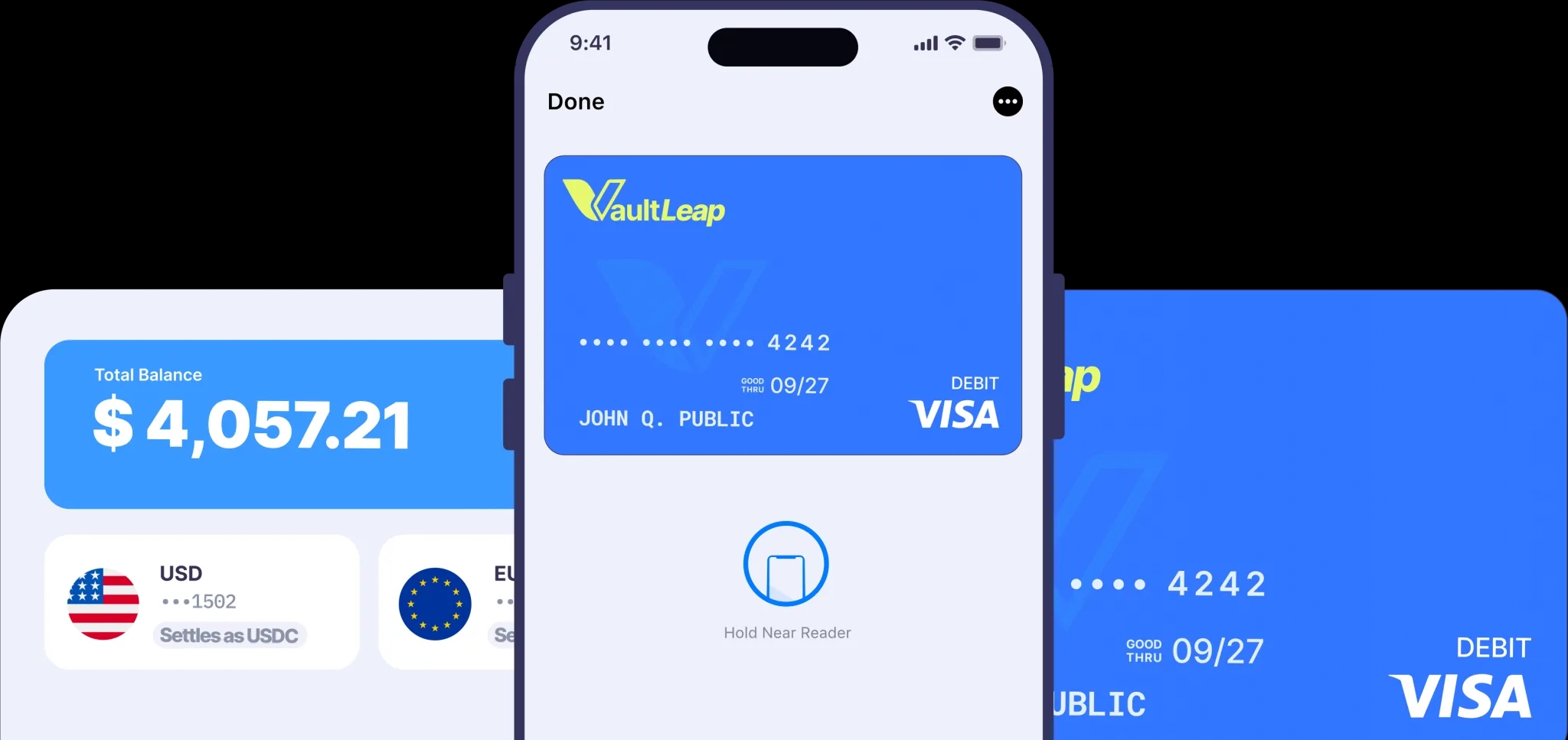 VaultLeap — self-custodial USD, EUR, and MXN accounts with Visa debit card