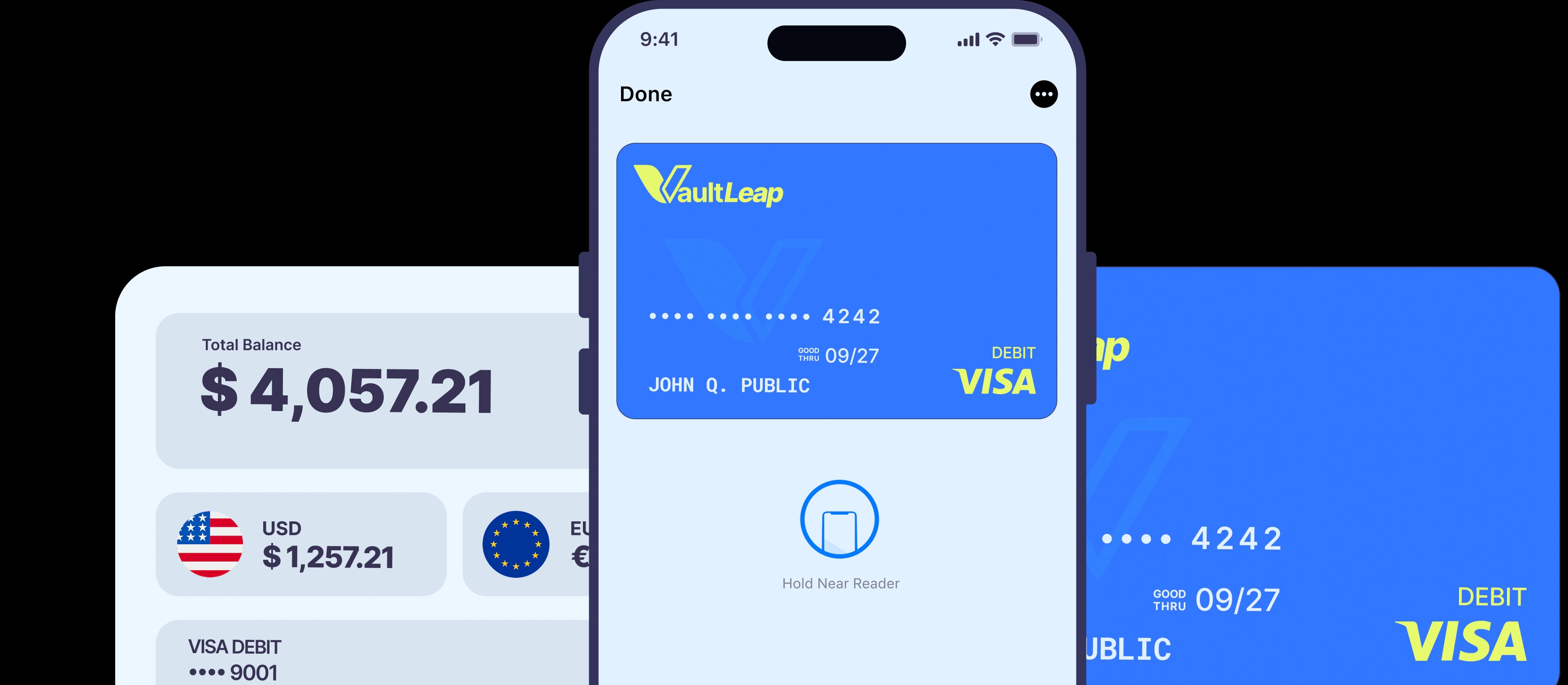 VaultLeap — self-custodial USD, EUR, and MXN accounts with Visa debit card